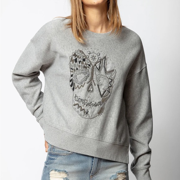 Zadig & Voltaire | Champ Cannetille Sweatshirt in Gris Chine Large - Picture 7 of 7